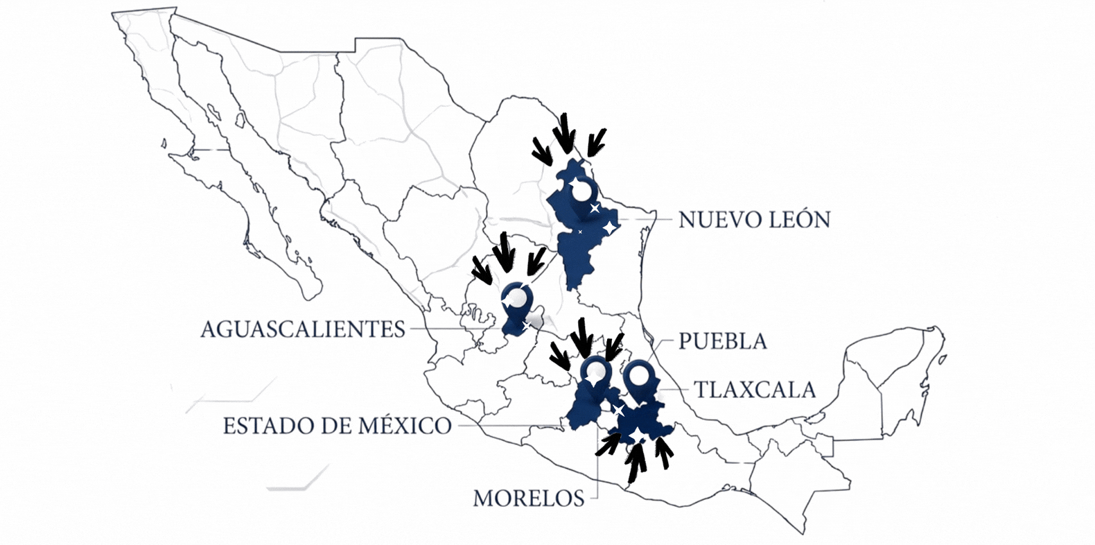 Mapa de distribuidores FAW México